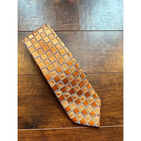 Michael Kors Mens 100% Silk Orange Multi Color Tie - Picture 1 of 6